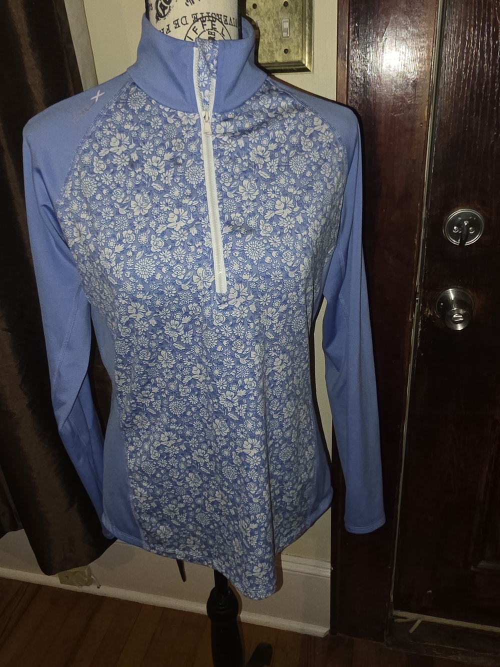 RLX Ralph Lauren Blue Floral Half-Zip Athletic Women's Top S/P